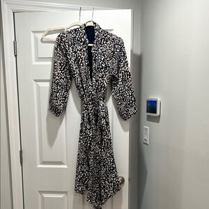 Black and White Patterned Wrap Dress